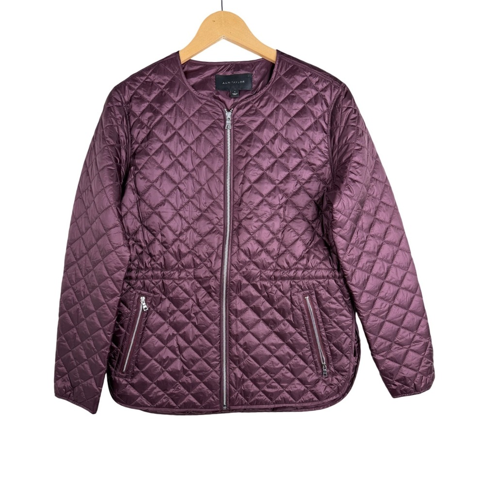Ann Taylor Light Puffer Full Zip‎ Jacket size Small Purple
